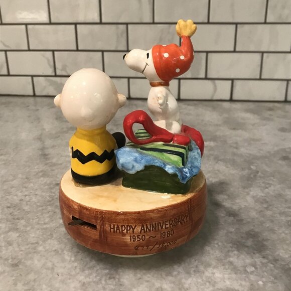 Vintage Schmid Peanuts Music Box Charlie Brown Snoopy Anniversary Waltz Japan - Picture 3 of 9